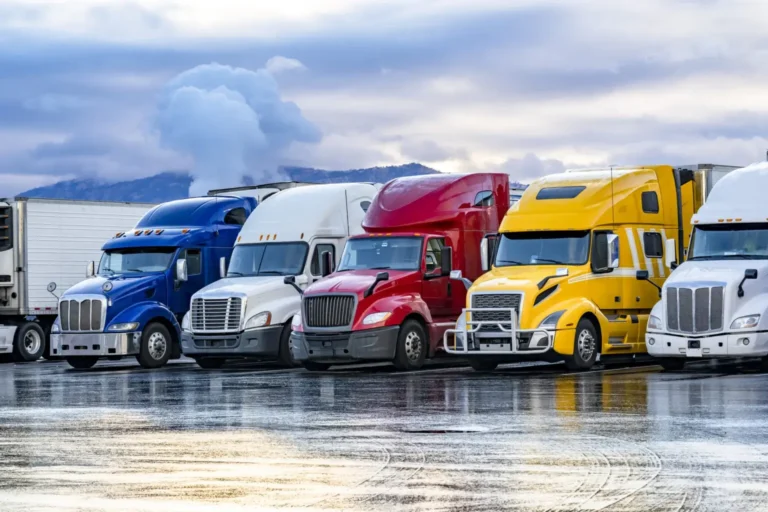 Shipping trucks lined up